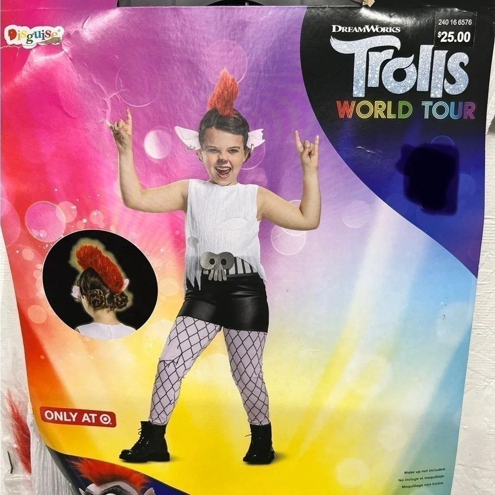 KIDS' Trolls World Tour Queen Barb Deluxe Halloween Costume Jumpsuit W/Headpiece